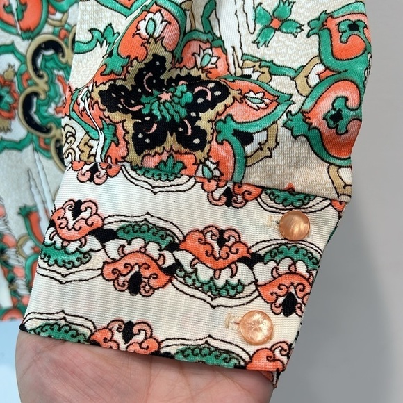 Vintage 1970s PYKETTES all over print long sleeve button-down blouse women’s - Picture 7 of 8